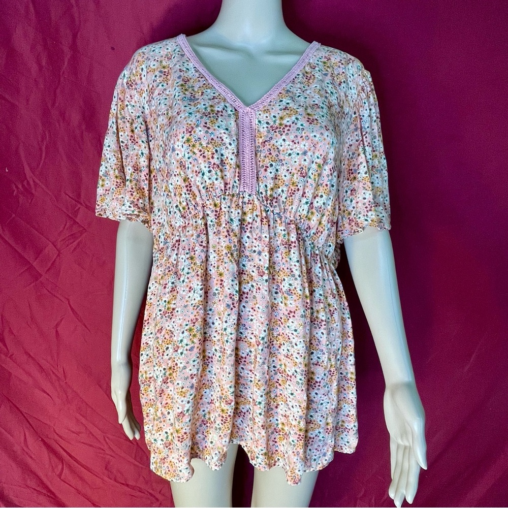 Sonoma Floral Empire Waist Flutter Sleeve Boho Maternity Blouse Large
